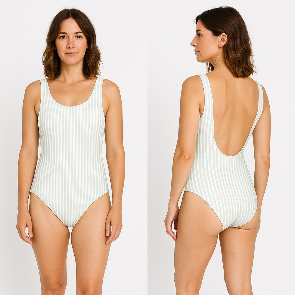 Imagine Perry Everyday One Piece Swimsuit Sage Stripe
